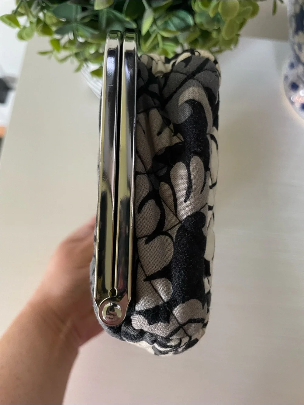 Vera Bradley Double Kisslock Closure Wallet Baroque Retired Black Yellow Green
